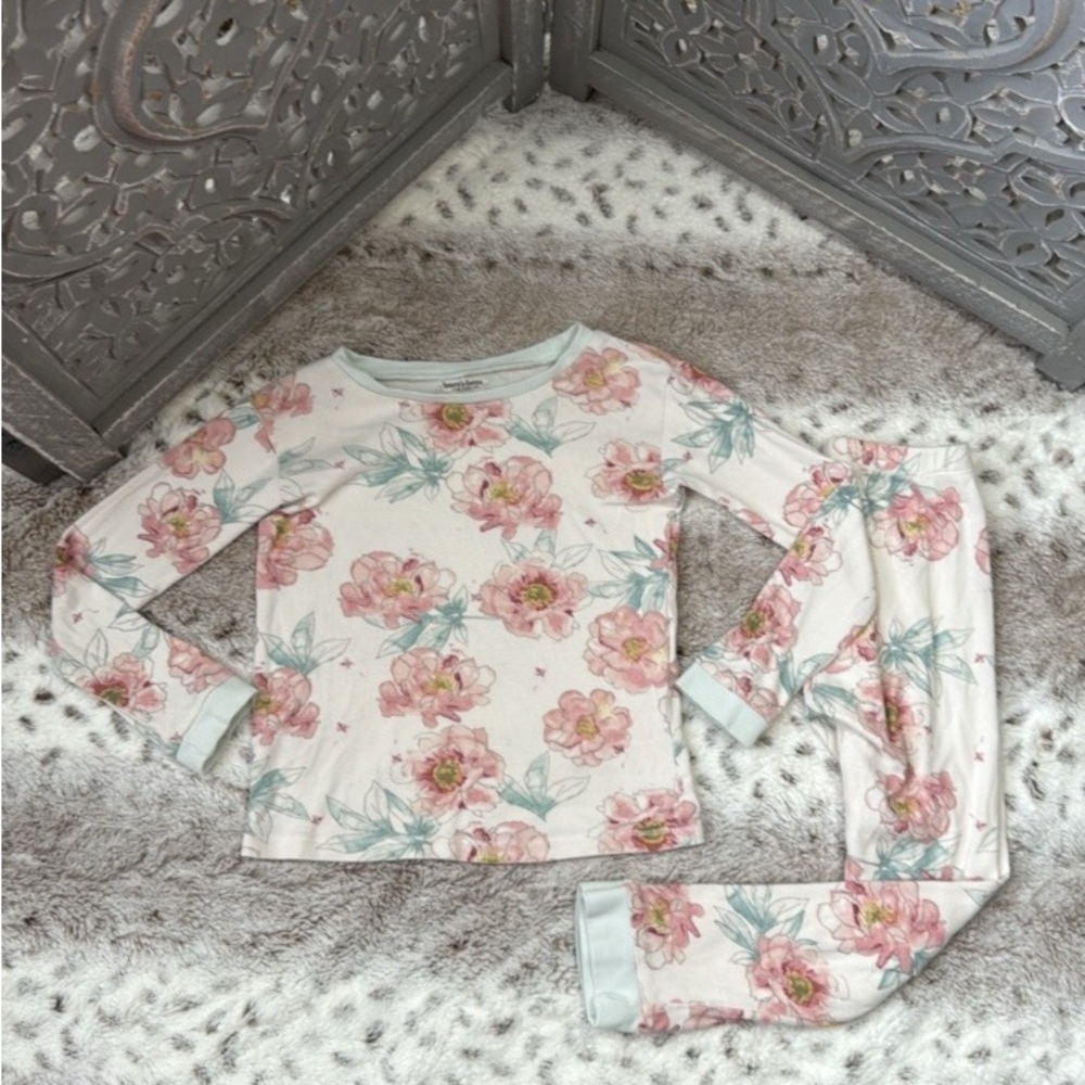 Burt’s Bees Kids matching set girls 5T pastel floral pajamas softgirl loungewear